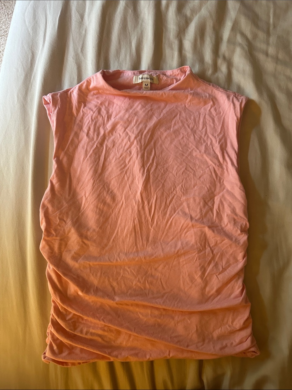 Pink Sleeveless Ruched T-shirt